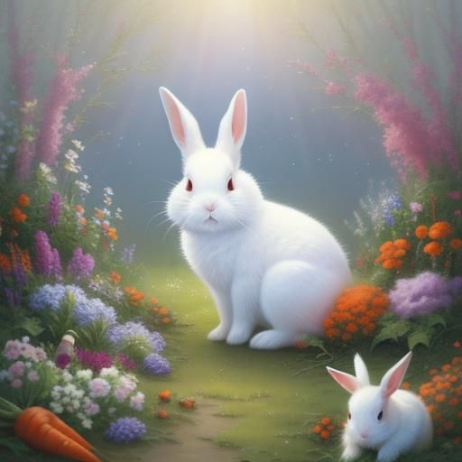 Cute Rabbit in Red Sweater, Fantasy Style