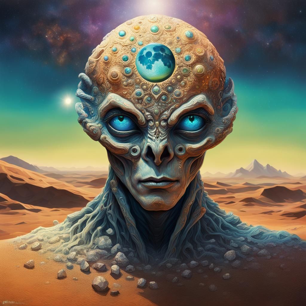 Diamond-Eyed Alien in Earth's Depths