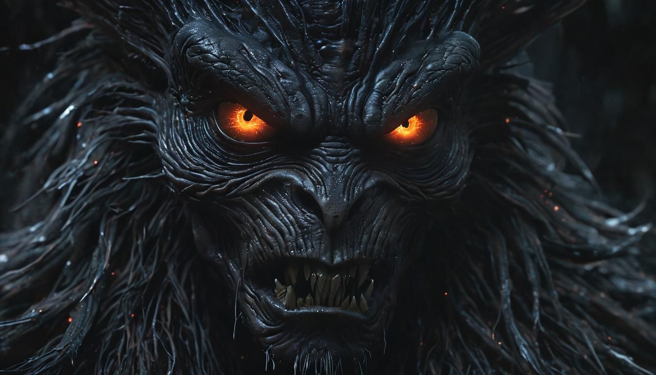 Alien Face Close-up in Dark Fantasy Style