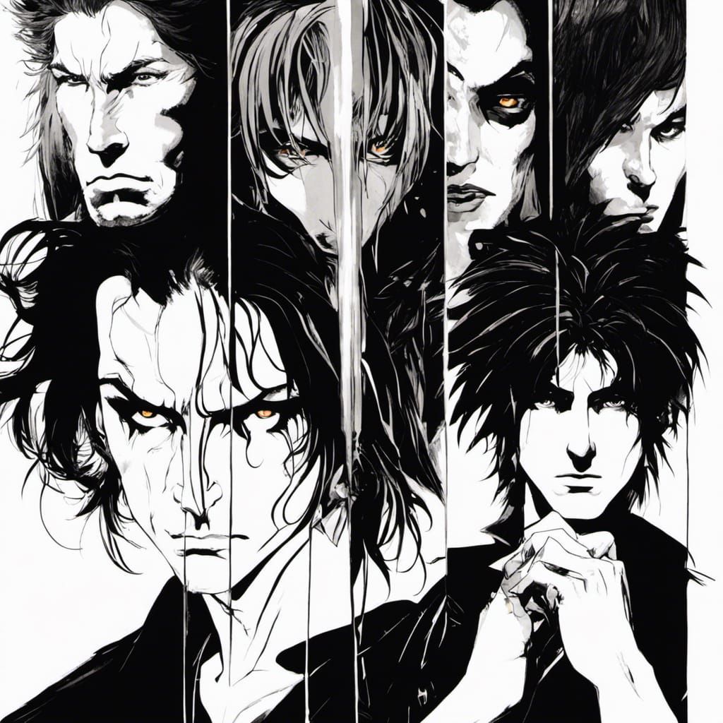 Gaunt Goth Man in Graffiti Street Art Style