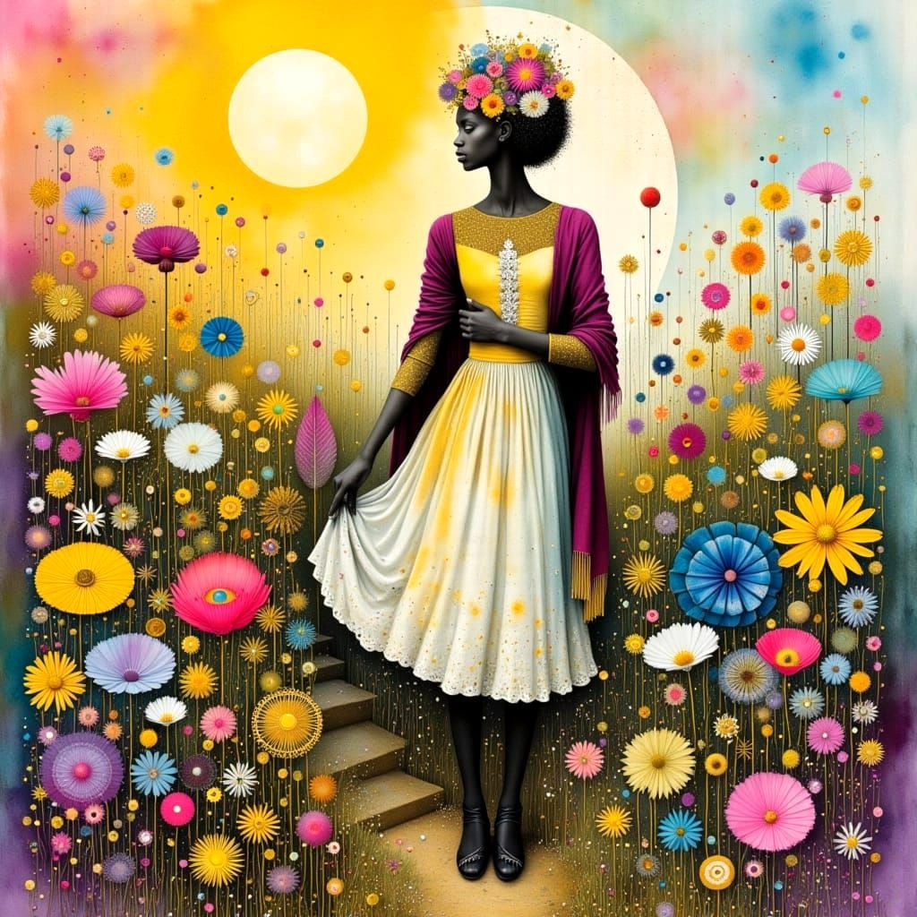 Stunning Boho Goddess Basks in Vibrant Wildflower Meadow