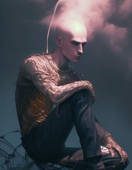 Cyborg Contemplation: Surreal Portrait in Dali Style