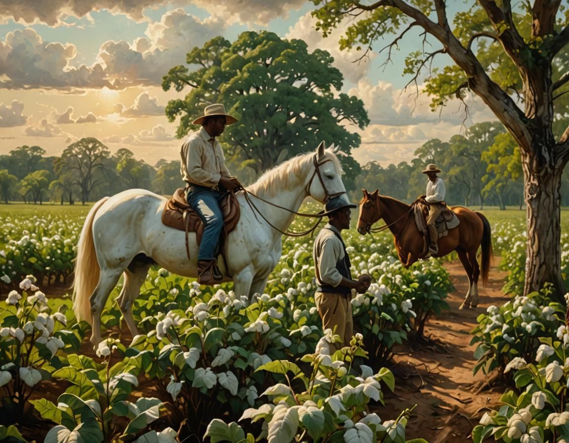 Southern Plantation Scene as Oil Painting