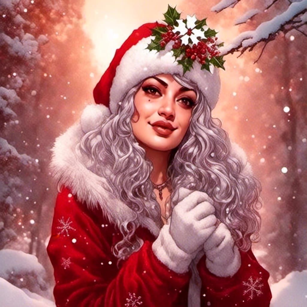 Gothic Rococo Christmas Portrait in Winter Snow