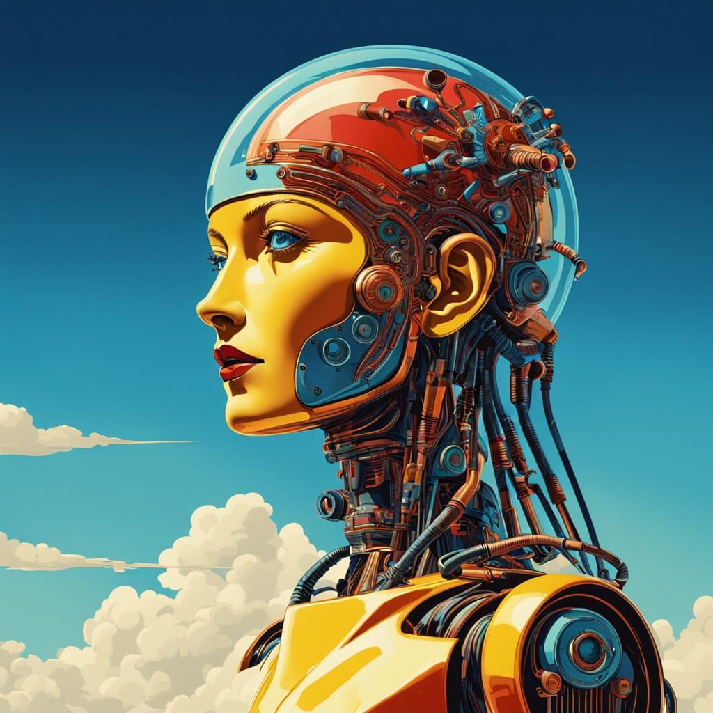 Robot Lady of Glass and Copper: Digital Pop Art