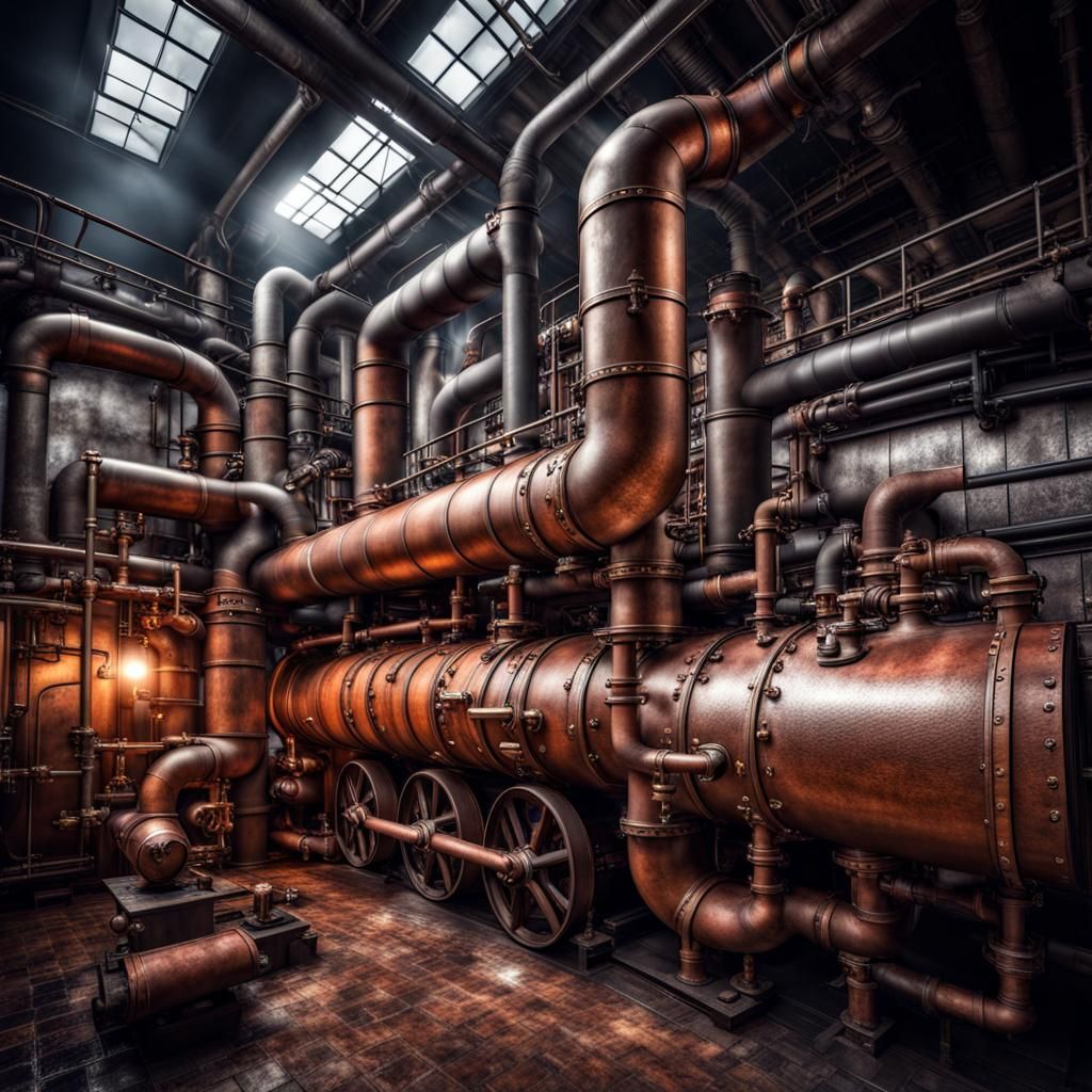 Hyperrealistic Steam Pipe Trunk Distribution Venue