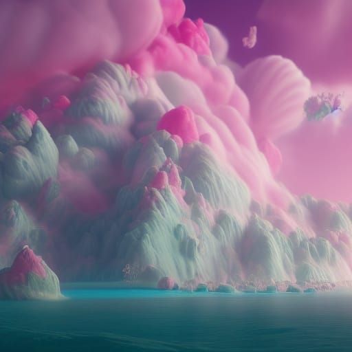 Pink Cotton Candy Ocean: Fantasy Concept Art