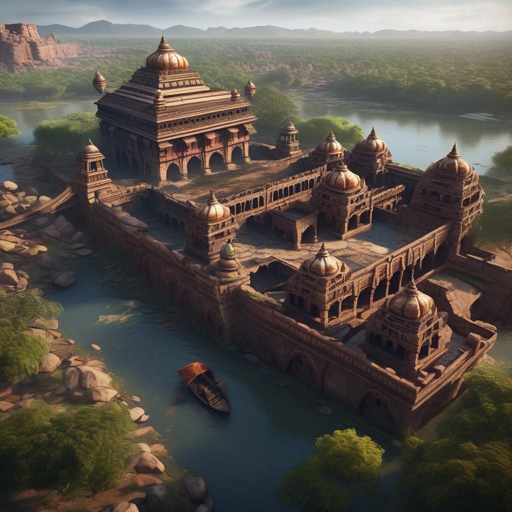 Ancient Indian Town of Besnagar: Detailed Matte Painting