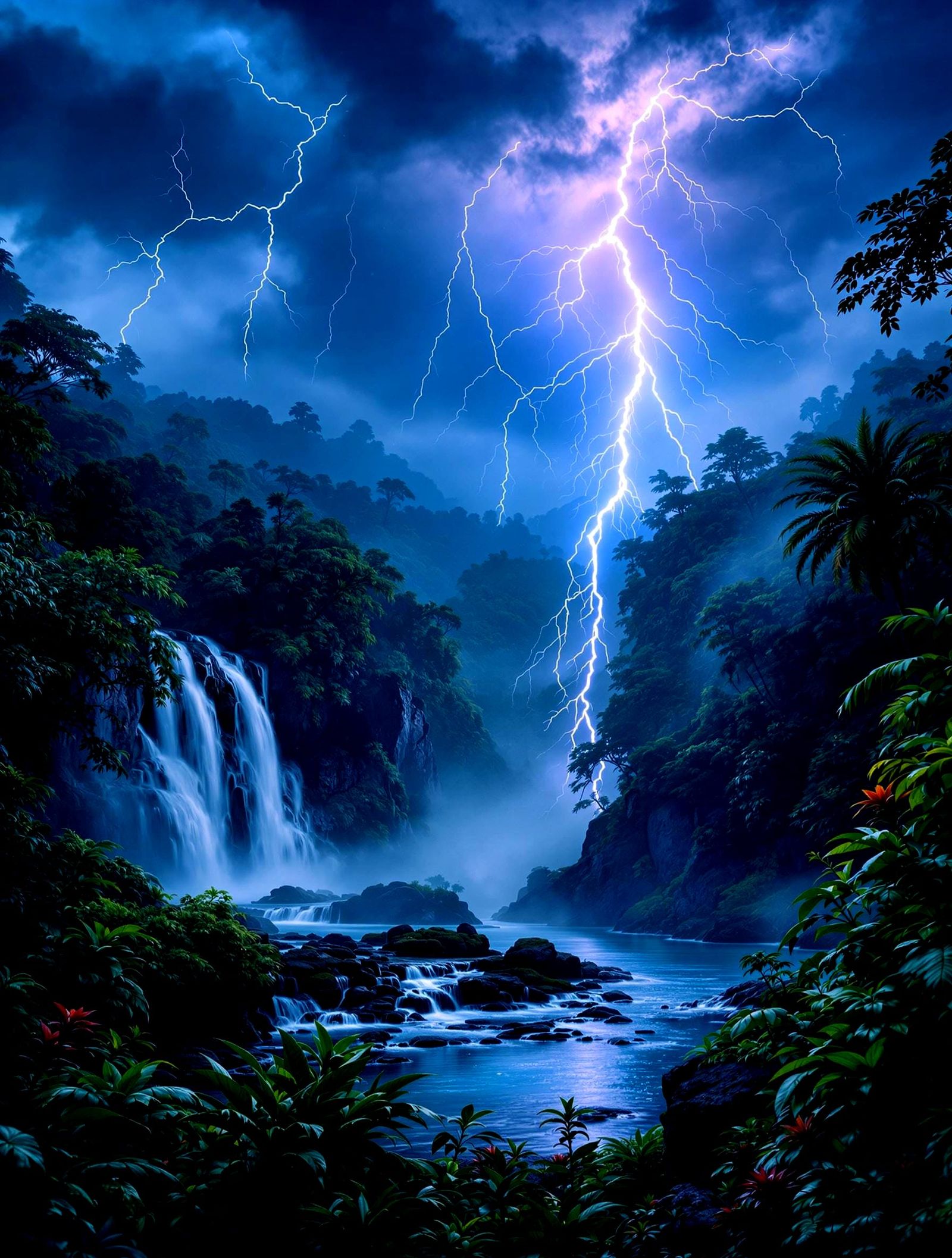 Dramatic Jungle Storm Unveiled in Hyperdetailed Photorealism