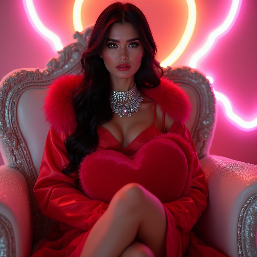 Luxury Glamour Portrait of a Stunning White Woman in a Vibra...