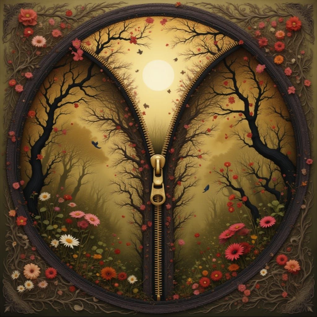 Golden Zipper Circle in Eerie Summer Landscape