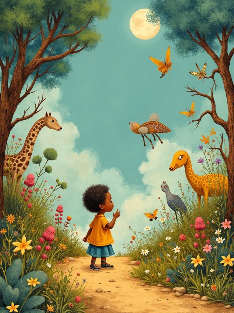 Vibrant Whimsical Illustration in Children's Book Art Style