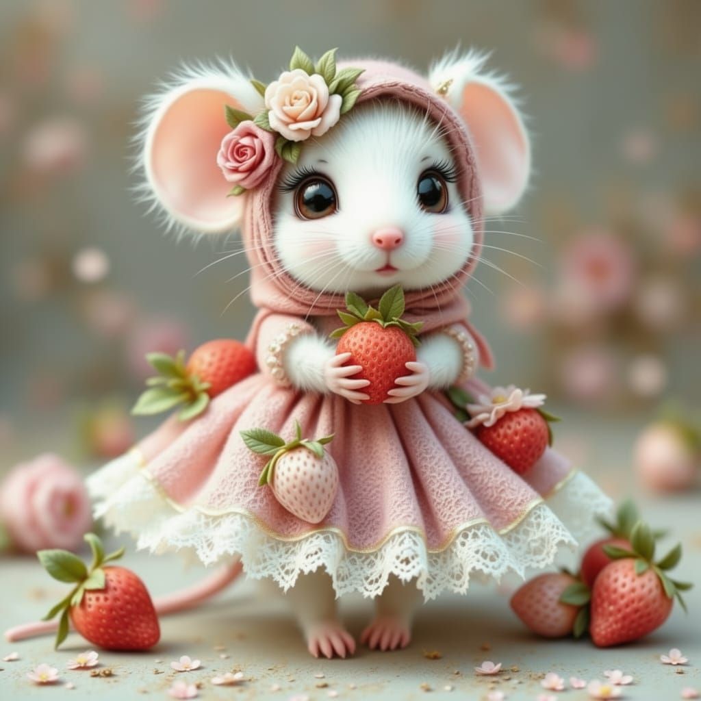 Charming Lenci Felt Mouse in Couture Outfit
