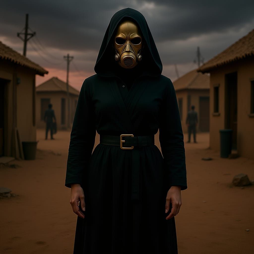 Fremen Assassin in Desert, Cyberpunk Neon Noir