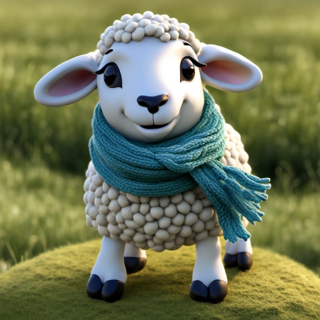 Playful Baby Sheep in Claymation Style
