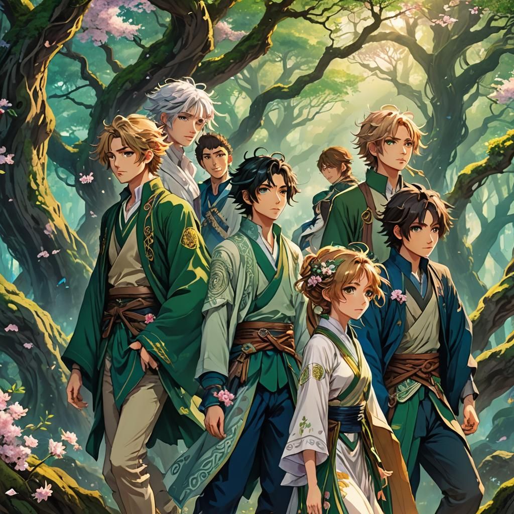 Anime Characters in Misty Forest, Trending Concept Art