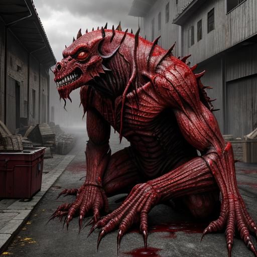 Blood Creature in Sinister Fantasy Slaughterhouse