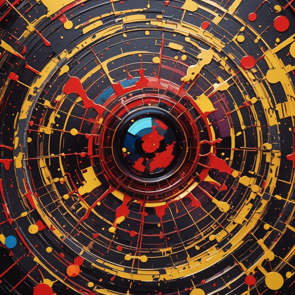 Blood Splatter on Film Lens in Pop Art Style