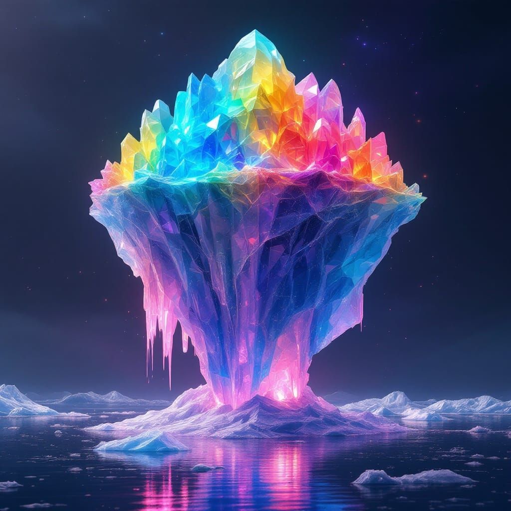 Photorealistic Crystal Jungle Levitates Above Vantablack Bac...