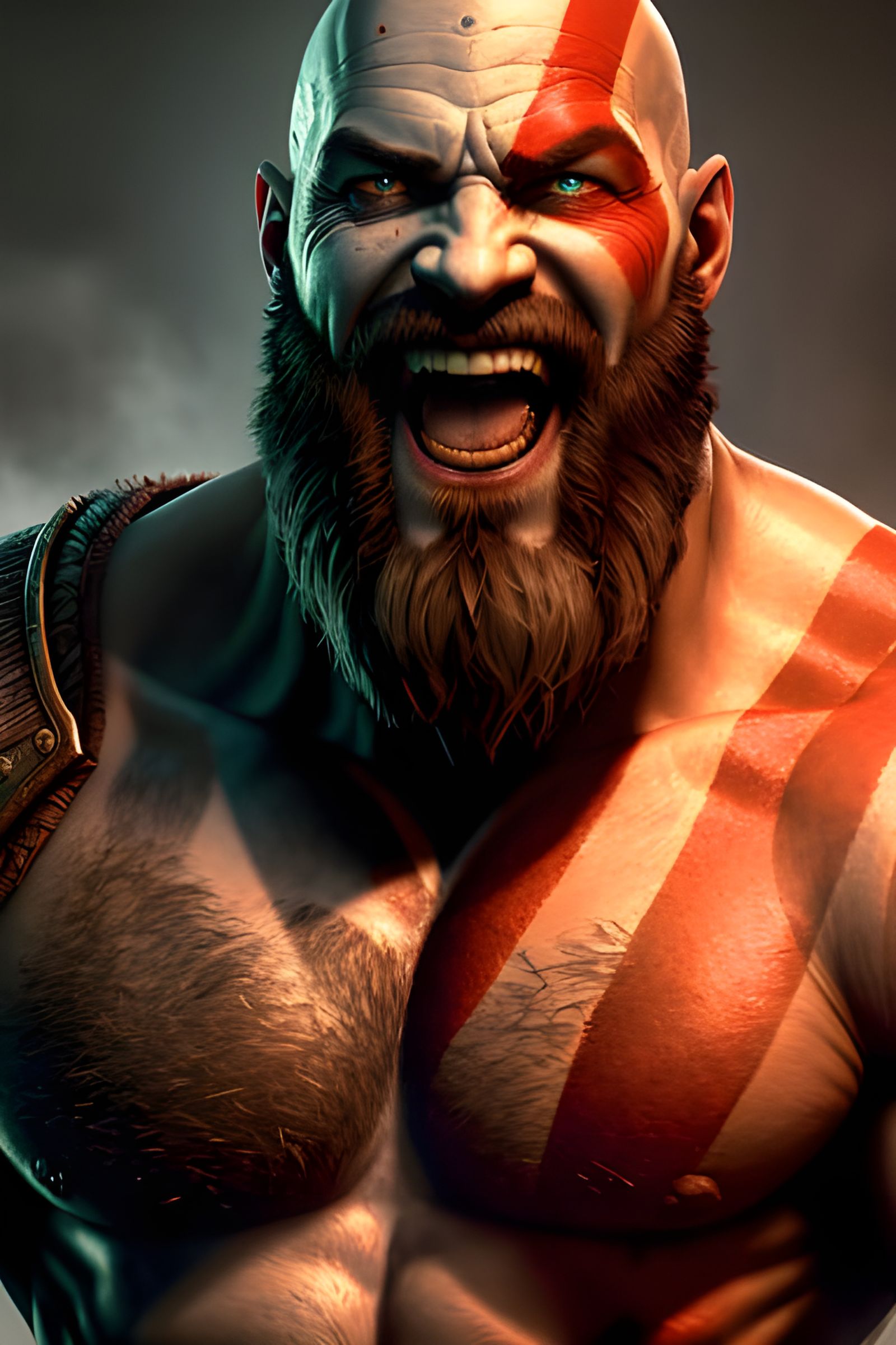 Hyperrealistic God of War Portrait in Nordic Winter