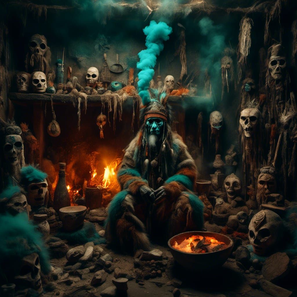 Eskimo Shaman's Ritual in Magic Realism Style