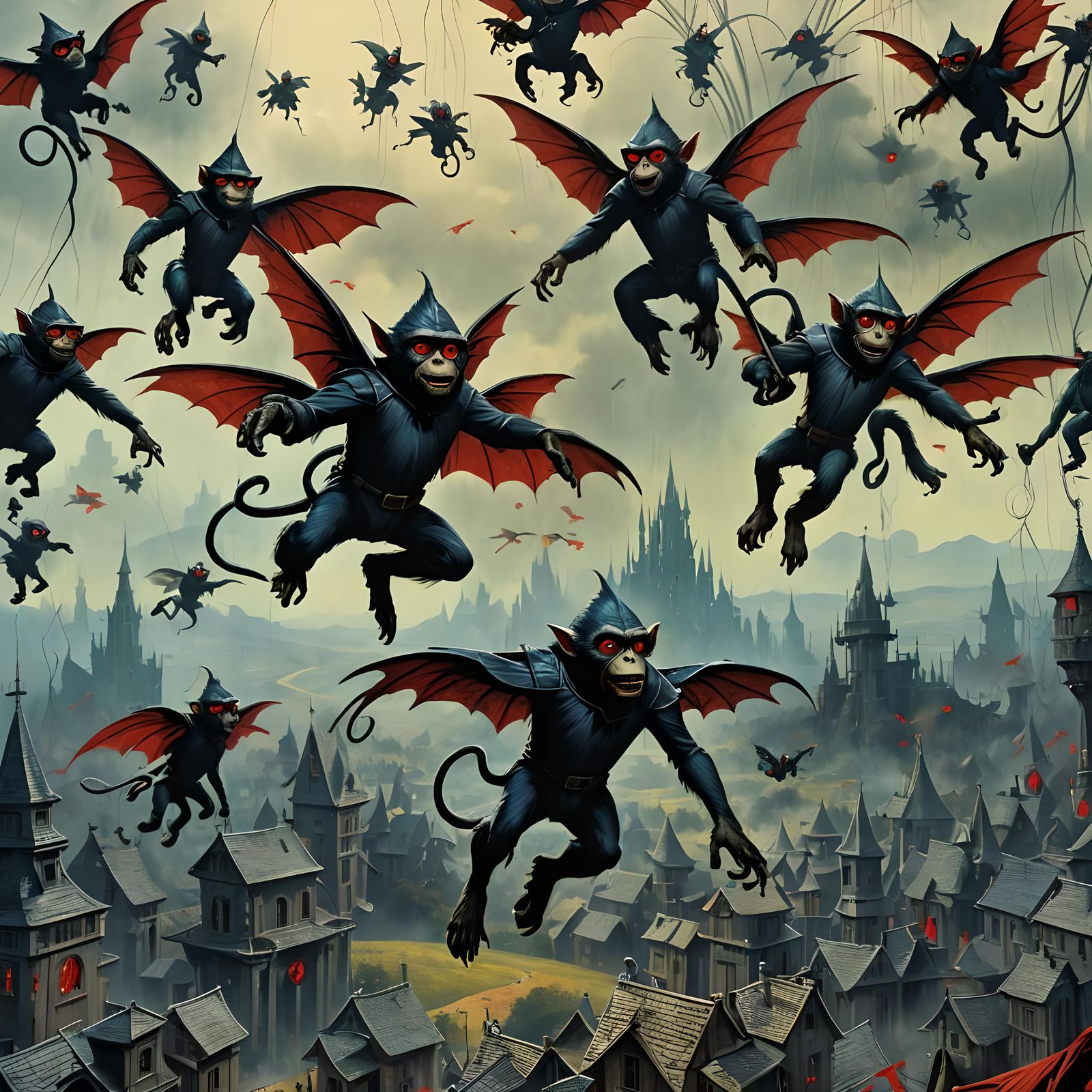 Terrifying Steampunk Flying Monkeys in Fantasy Art
