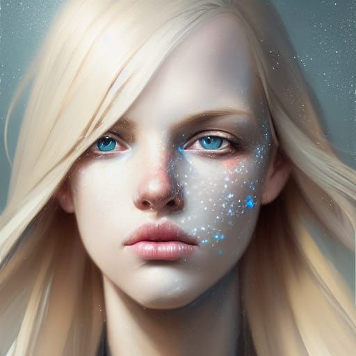 Freckled Blonde Woman with Deer Ears Portrait