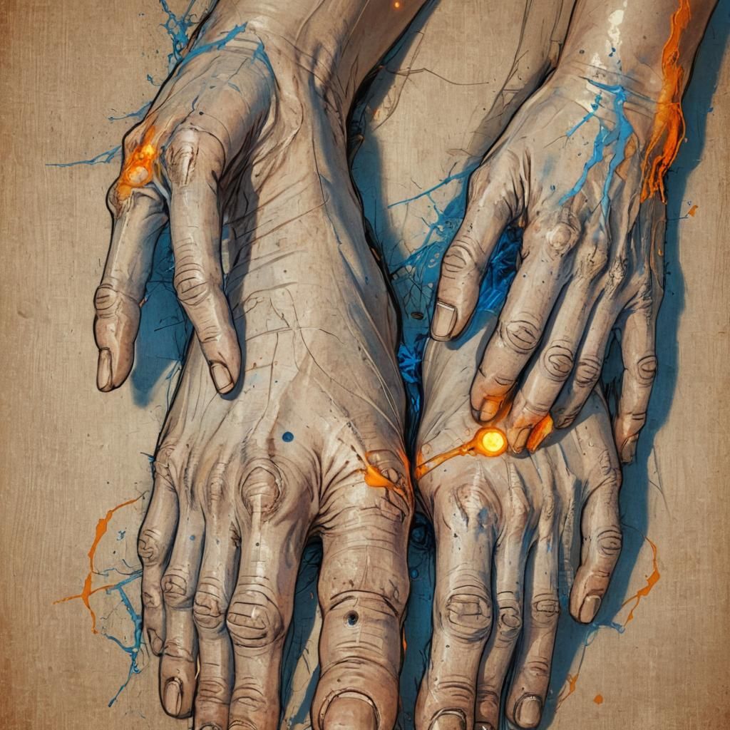 Distressed Digital Portrait of a Flawed Character