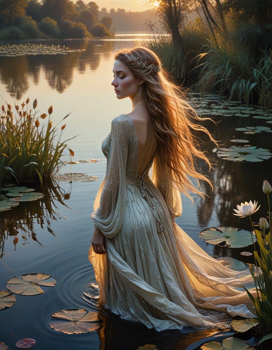 Style of Arthur Rackham, the Lady of the Lake