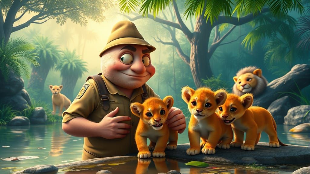 Egg Zookeeper Cares for Lion Cubs in Magical Jungle