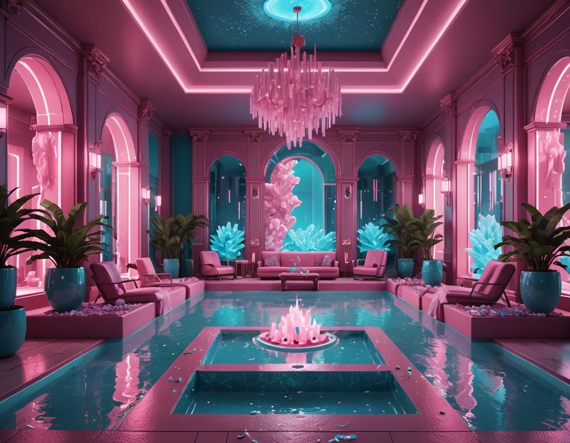 Hyperpop Spa Resort with Ice Crystals