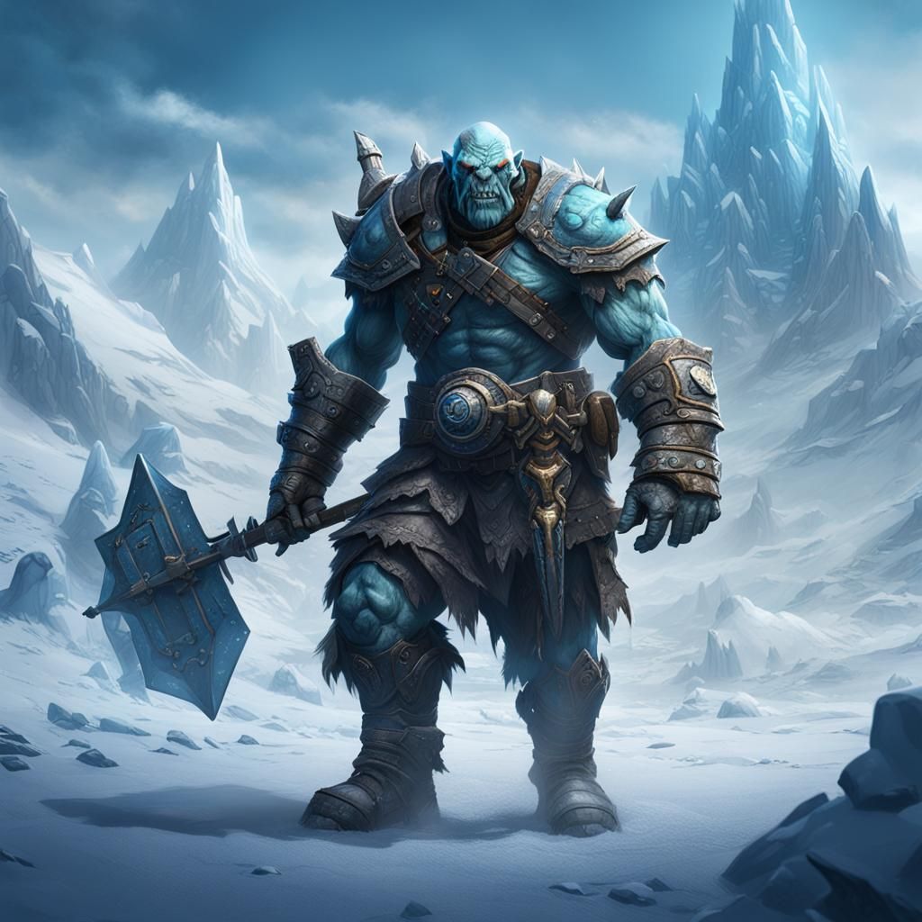Ice Orc Explorer in Detailed Fantasy Art