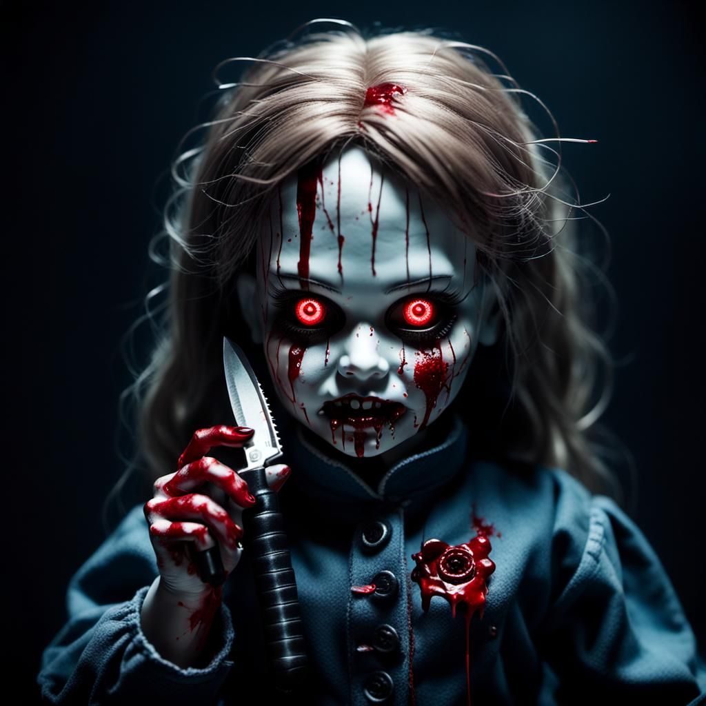 Horror doll with glowing eyes