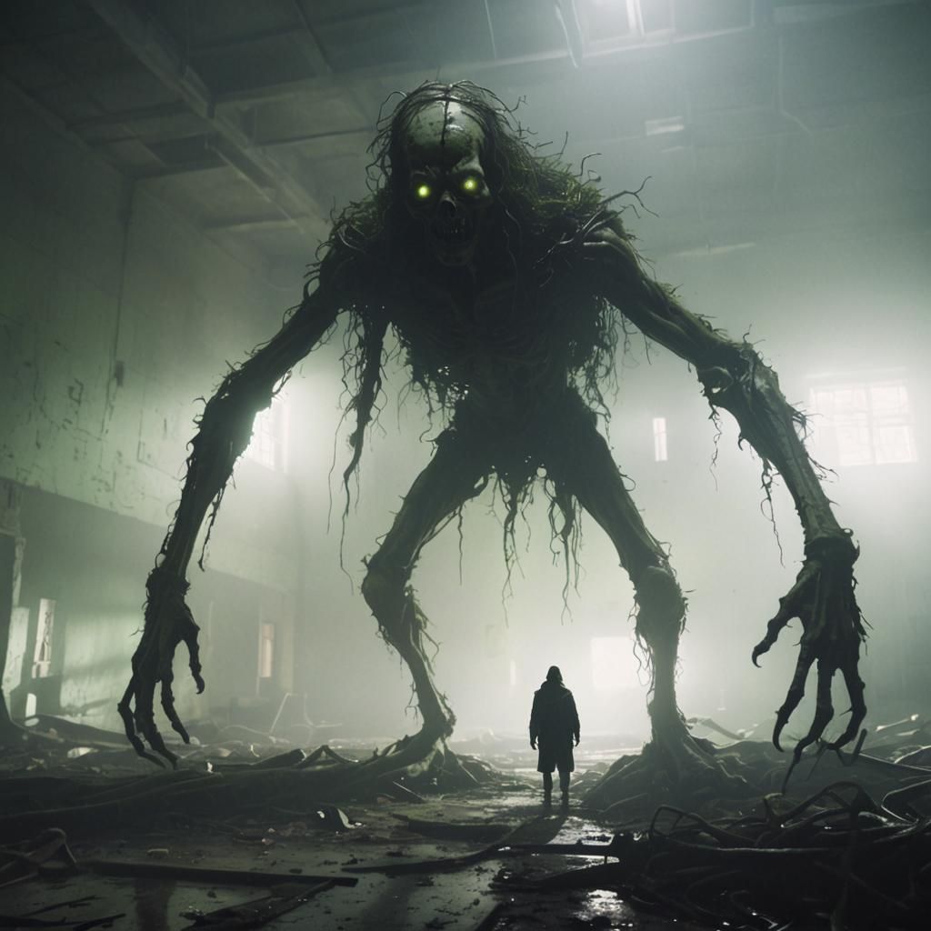 Elongated Figure Emerges from Creepy Abandoned Asylum