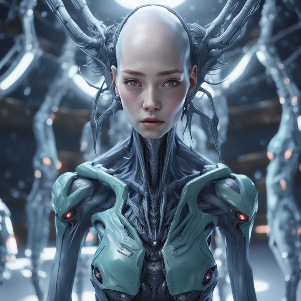 Alien Assimilation: A Woman's Transformation in 3D Anime Art