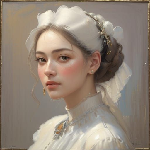 Pino Daeni Style Portrait of a Curious Woman