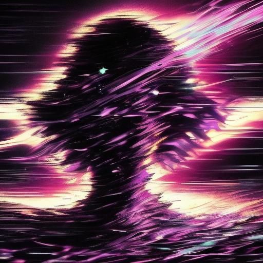 Eerie Ghost Silhouette in Electric Static: Expressionist Fil...