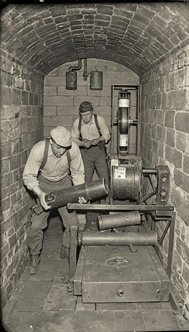 Vintage Black and White Underground Passageway Scene