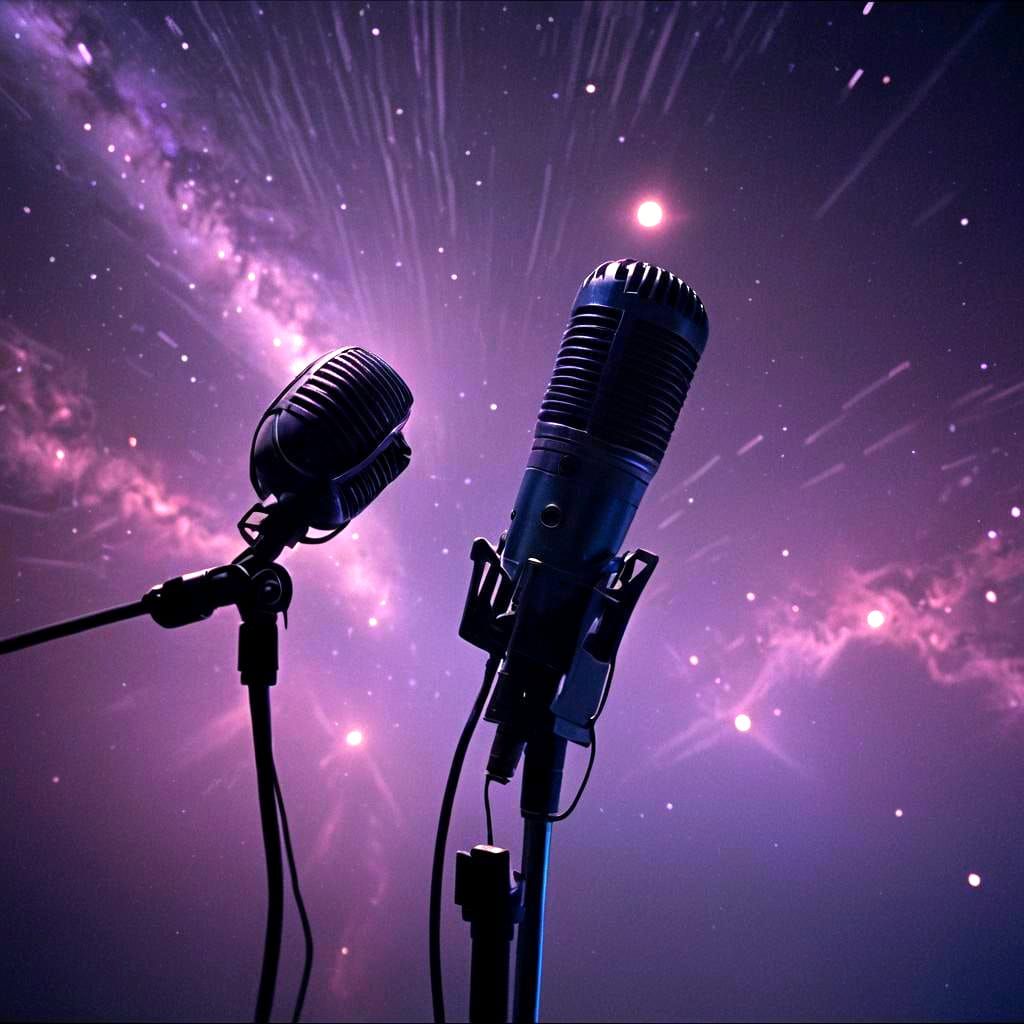 Microphone Broadcasting Sound in Rugged Dark Space