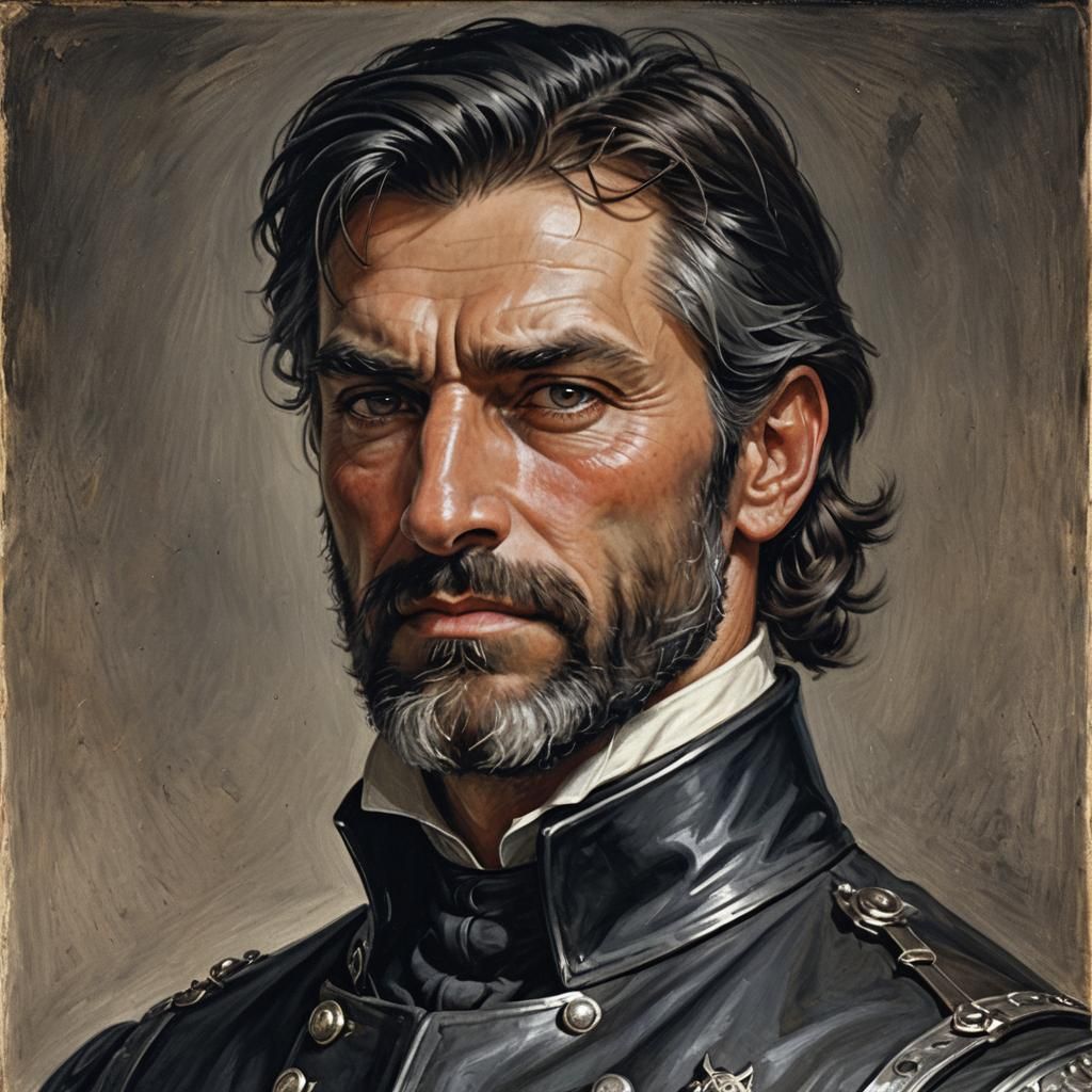 Powerful Man with Wolf Crest in Moody Digital Painting