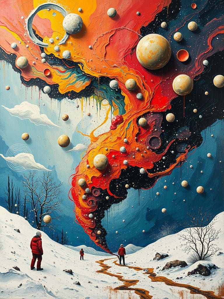 Surrealist Blizzard in Abstract Wet Paint Style