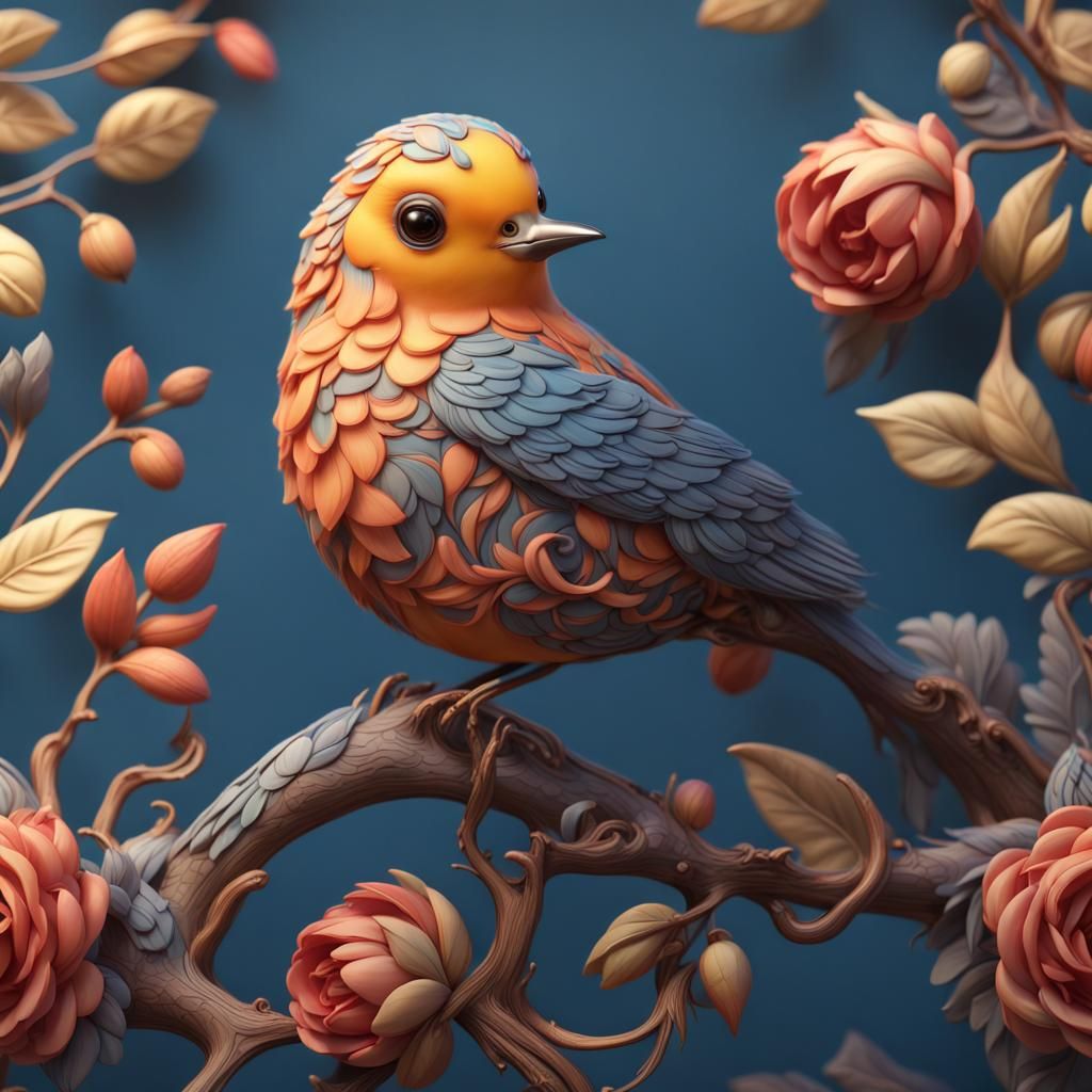 Cute Bird Liberty Pattern in 8K Ultra HD