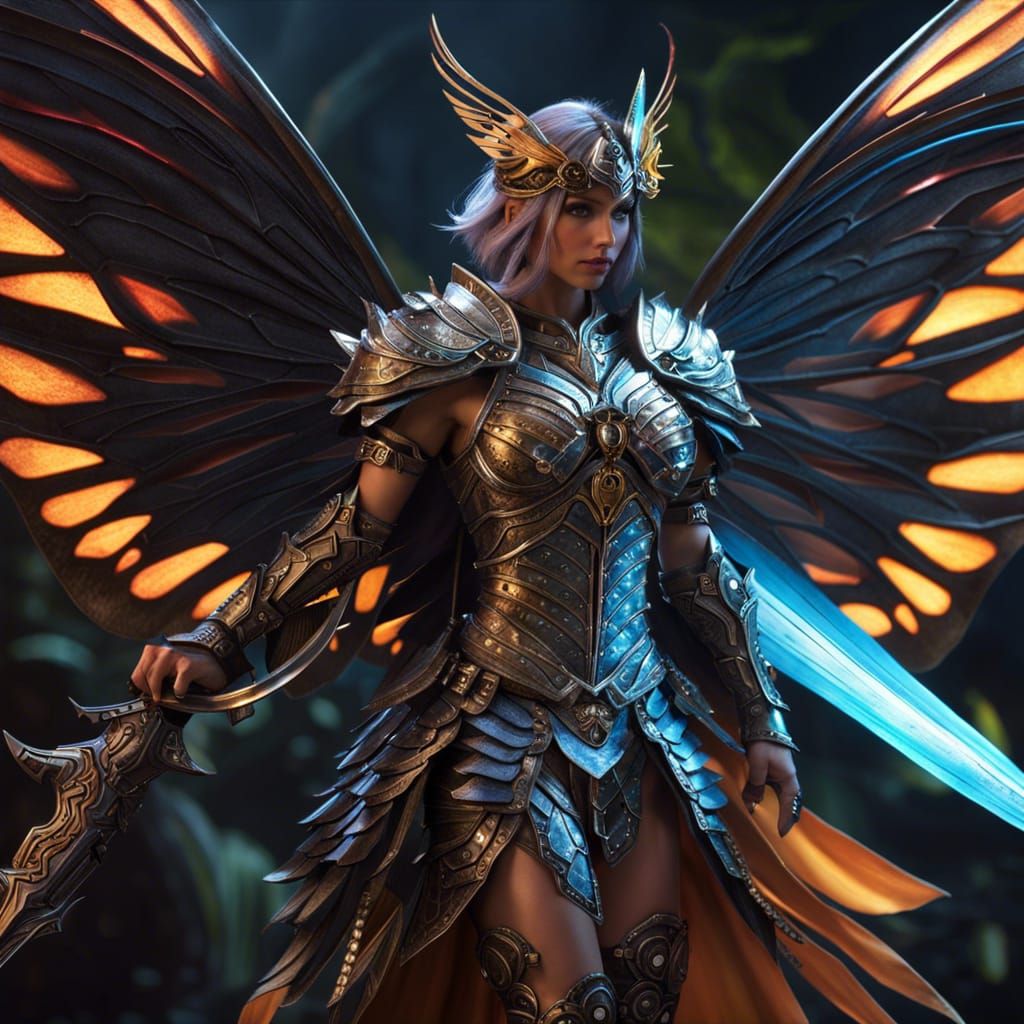 Fantasy Warrior Fairy with Sword and Armor