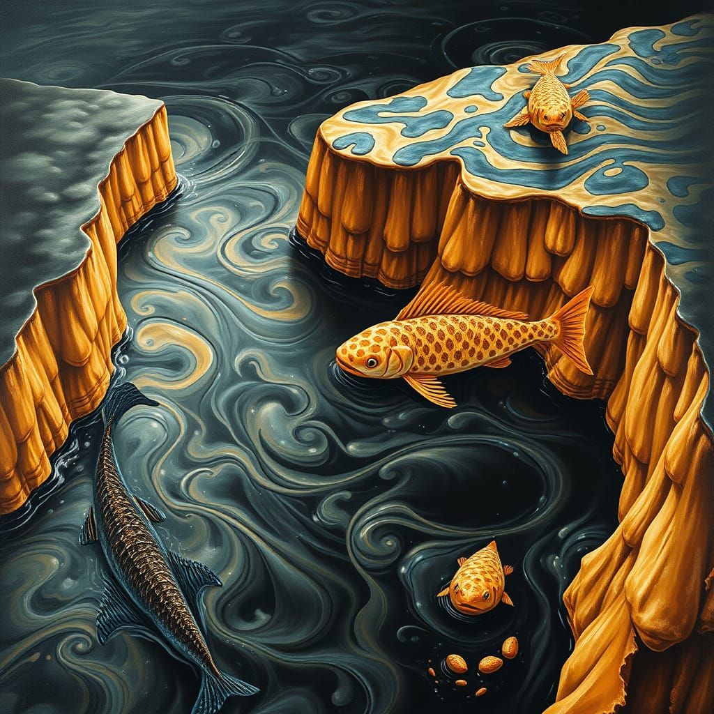 Surreal Licorice Oasis in Gouache Masterpiece
