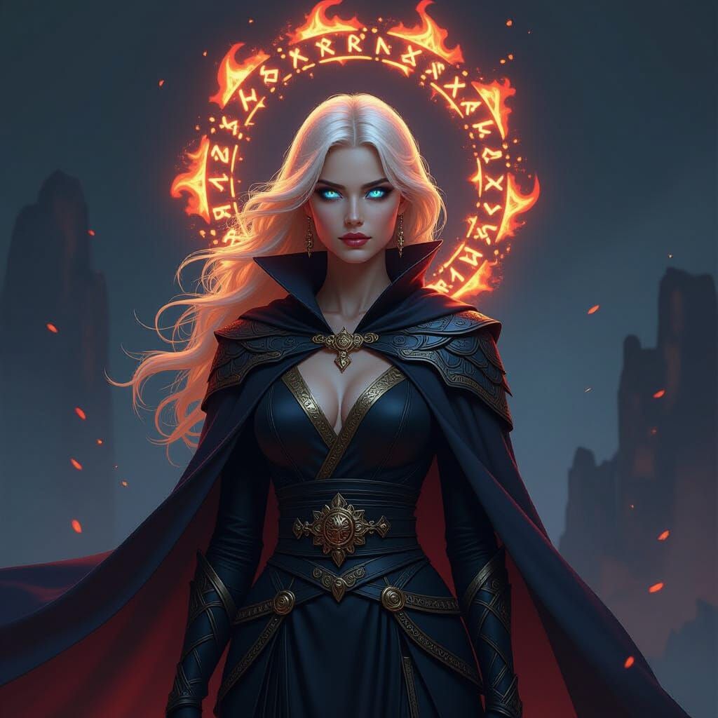 Dragon Queen in Volcanic Silk Robes: Dystopian Elegance