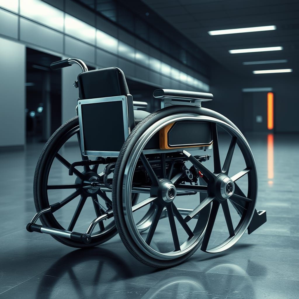 Futuristic Wheelchair Art Piece in 2025 Design Style