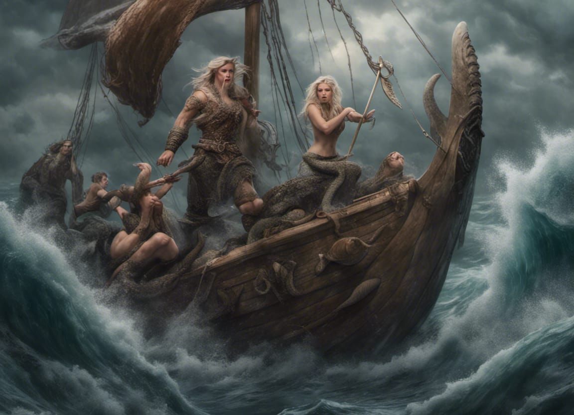 Mermaids and Vikings Clash with Kraken