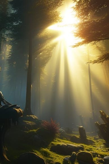 Ethereal Skull with Sunshine Rays in Hyperdetailed Style