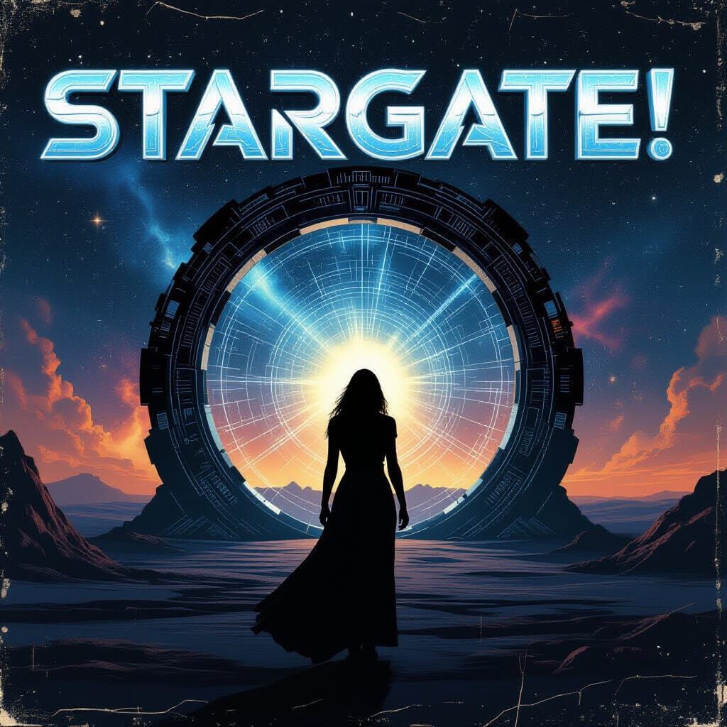 Stargate Silhouette in Retro-Futuristic Style