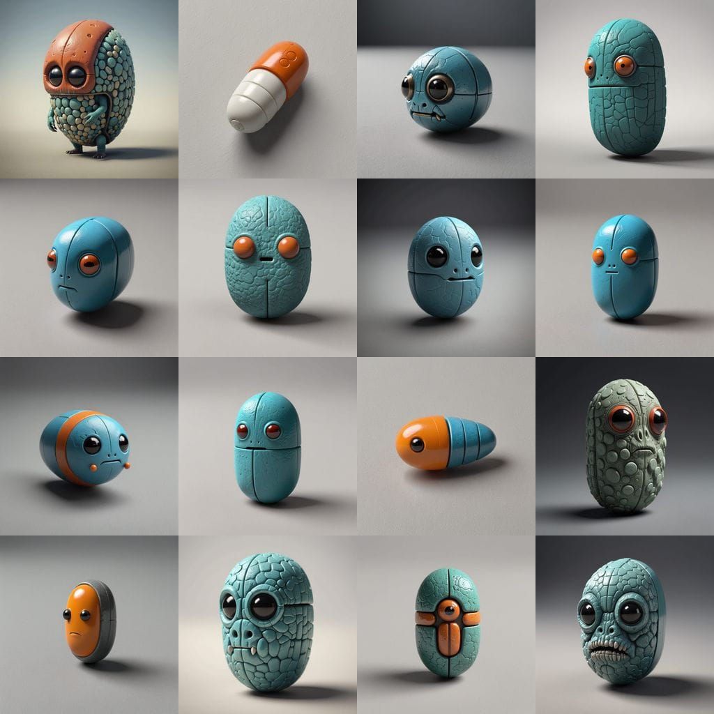 Surreal Pill Creature Emerges from the Desert Horizon